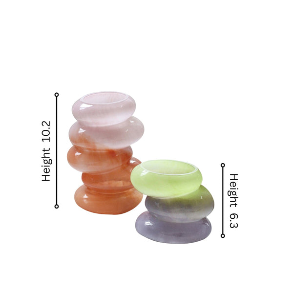 Swirl Glass Vase Set – Peach & Lime
