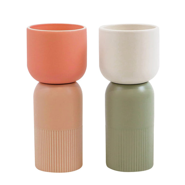 Fusion Flip Reversible Ceramic Vase Set – Multicolor