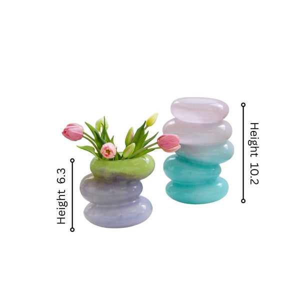 Swirl Glass Vase Set – Aqua & Lime