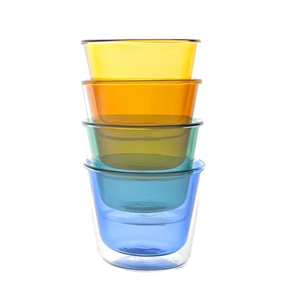 Double-Wall Glass Cups, Set of 4 – Multicolor